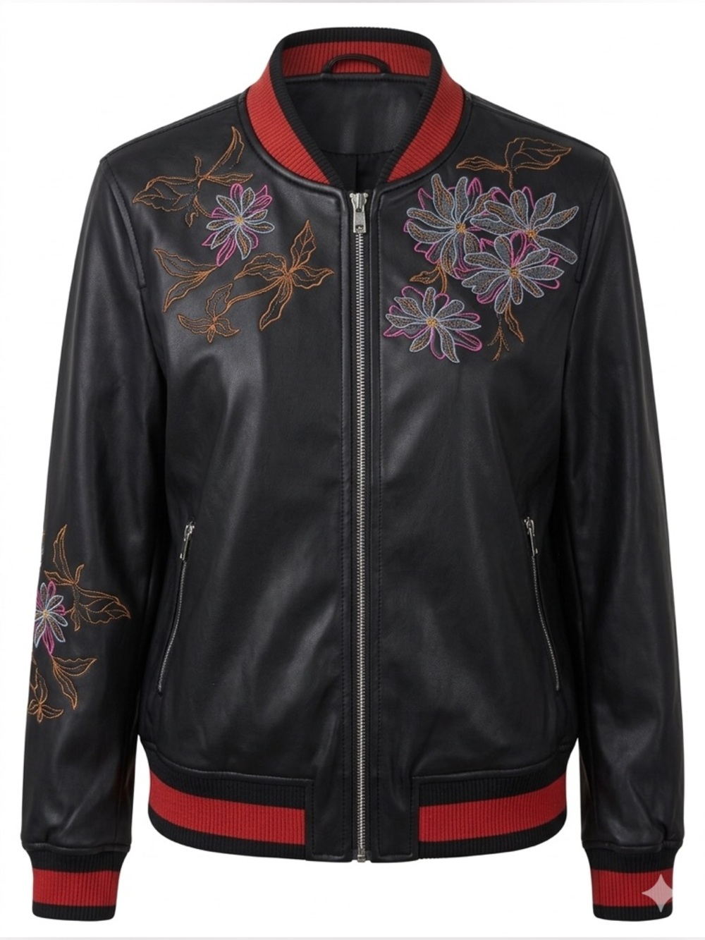 Bellivera Floral Embroidered Bomber - Whimsigoth Edgy Boho Moto NWT L